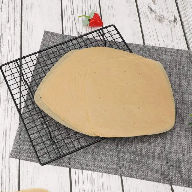 Alt view image 4 of 7 - Air Fryer 8 Inch Parchment Liners, 200pcs Unbleached Air Fryer Filter Paper Square Perforated Parchment Bamboo Steamer Steaming Basket Papers