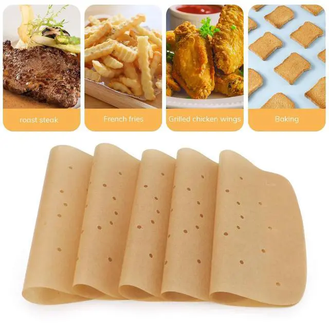 Alt view image 5 of 7 - Air Fryer 8 Inch Parchment Liners, 200pcs Unbleached Air Fryer Filter Paper Square Perforated Parchment Bamboo Steamer Steaming Basket Papers