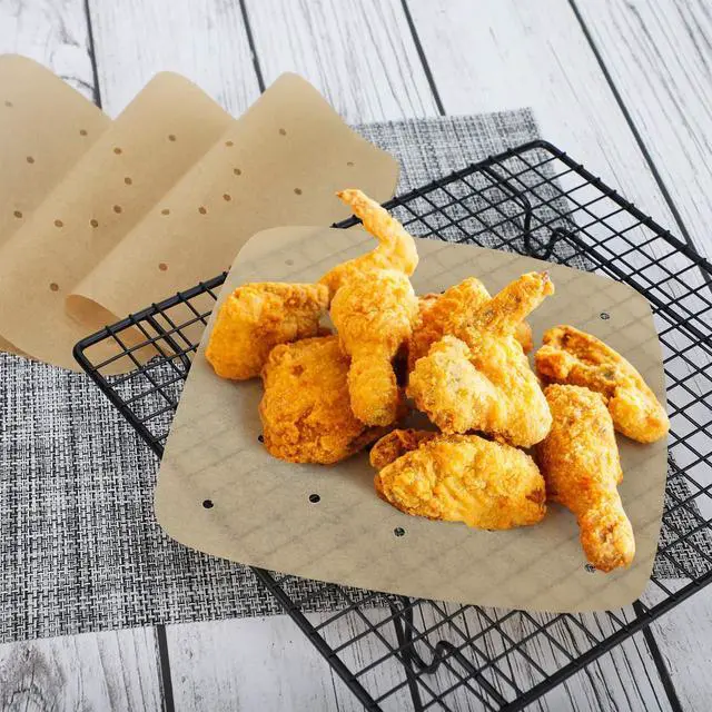 Alt view image 6 of 7 - Air Fryer 8 Inch Parchment Liners, 200pcs Unbleached Air Fryer Filter Paper Square Perforated Parchment Bamboo Steamer Steaming Basket Papers