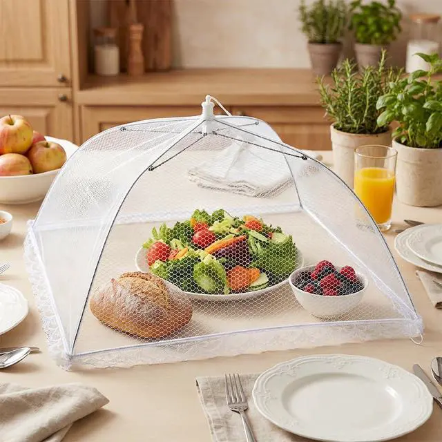 Alt view image 2 of 7 - Mesh Food Covers for Outside 17"x17" 4 Pack Food Tent Nets for Outdoors BBQ