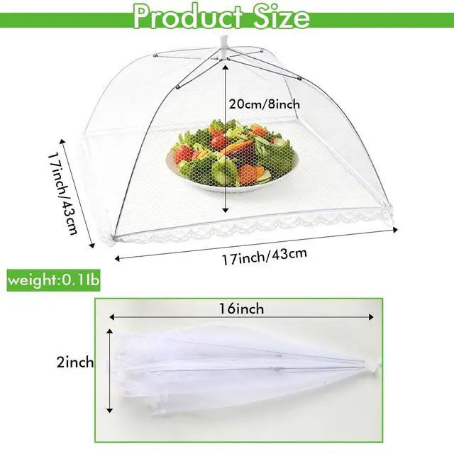 Alt view image 3 of 7 - Mesh Food Covers for Outside 17"x17" 4 Pack Food Tent Nets for Outdoors BBQ