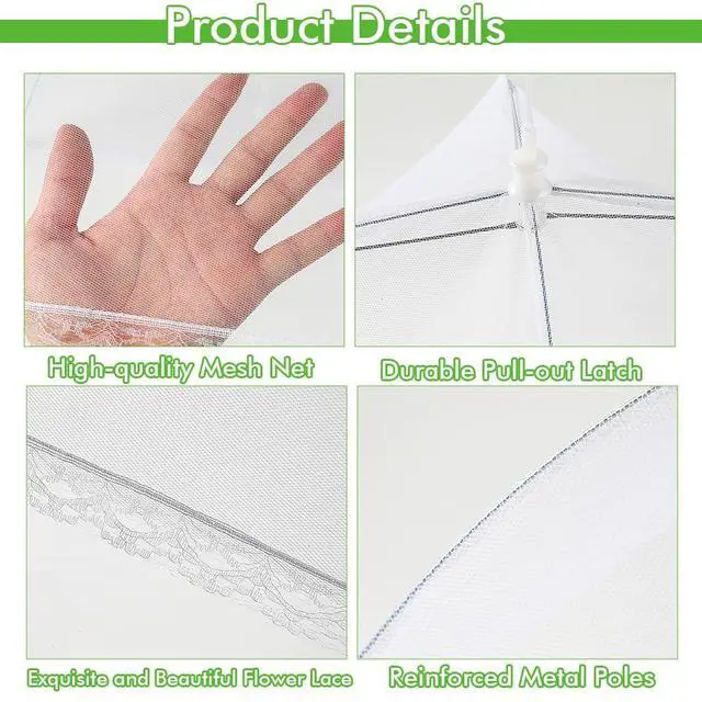 Alt view image 4 of 7 - Mesh Food Covers for Outside 17"x17" 4 Pack Food Tent Nets for Outdoors BBQ