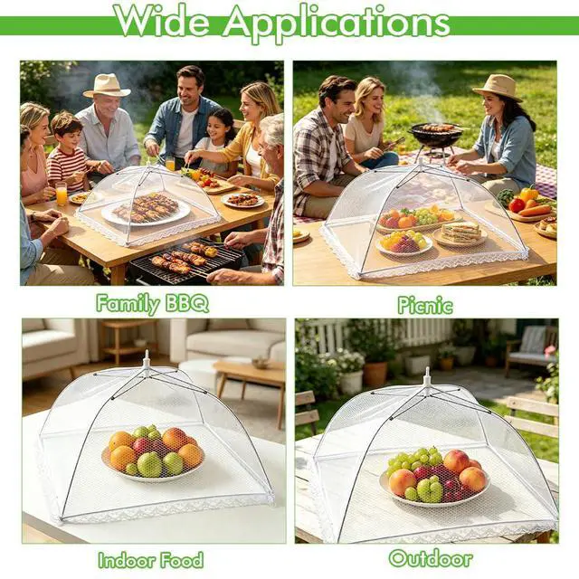 Alt view image 7 of 7 - Mesh Food Covers for Outside 17"x17" 4 Pack Food Tent Nets for Outdoors BBQ