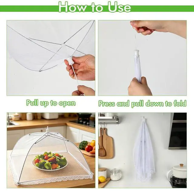 Alt view image 6 of 7 - Mesh Food Covers for Outside 17"x17" 4 Pack Food Tent Nets for Outdoors BBQ
