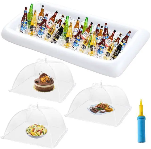 Main image of Inflatable Serving Bar with Food Cover, Party Supplies for Buffet Food Drink Outside, 1 Inflatable Cooler, 3 Food Tents/Food Covers for Outdoors