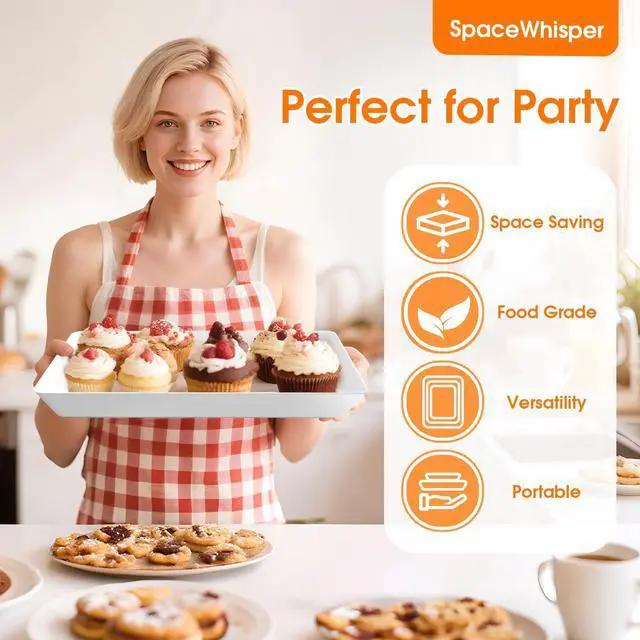 Alt view image 4 of 7 - 3 Pack Serving Tray, White Rectangular Appetizer Platters for Party, Catering, Buffet, Large Reusable Serving Dishes for Snacks, Fruit, Dessert, 3 Size Set 16 * 11", 14 * 9", 12 * 7"