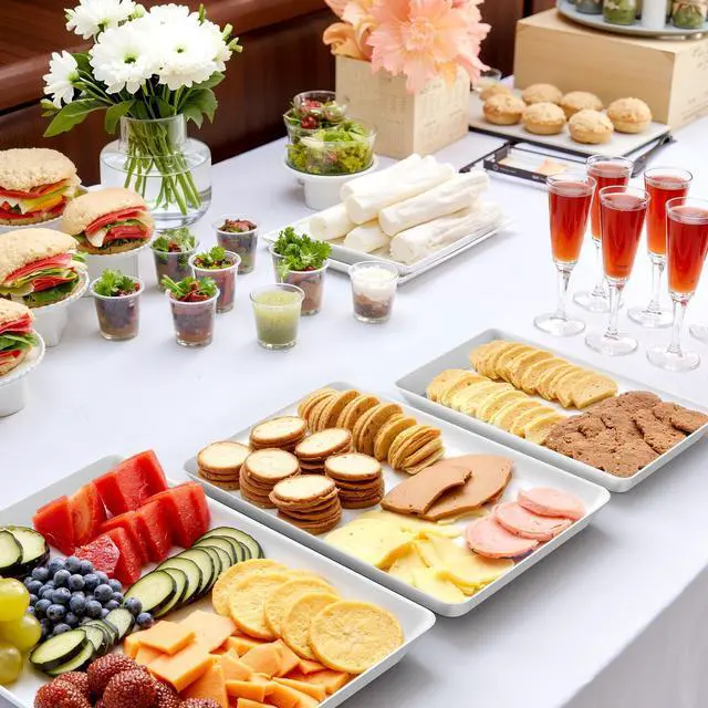 Alt view image 6 of 7 - 3 Pack Serving Tray, White Rectangular Appetizer Platters for Party, Catering, Buffet, Large Reusable Serving Dishes for Snacks, Fruit, Dessert, 3 Size Set 16 * 11", 14 * 9", 12 * 7"
