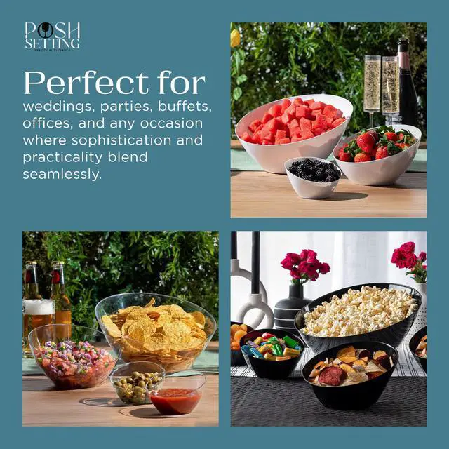 Alt view image 5 of 7 - Gold Plastic Serving Bowls for Party Angled Bowls Disposable Chip Bowls Candy Bowls for Party Table Salad and Fruit Bowls for Wedding Serving Bowls-Gold Glitter, 8 OZ, 5 Pack
