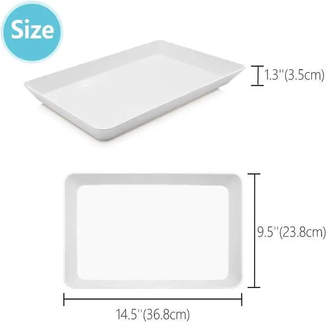 Alt view image 2 of 7 - Serving Tray Platter, 4 Pack Food Tray for Veggie Fruit Snack Dessert Cookie Cheese, Food Trays for Party Supplies Display, Plastic Platters for Serving Food, Large White Trays, BPA Free