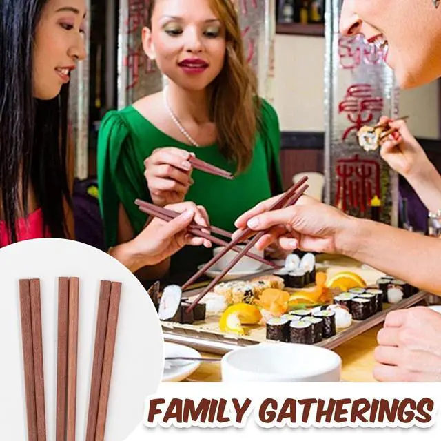 Alt view image 6 of 7 - Wooden Chopsticks Reusable 10 Pairs Chopsticks Gift Set Luxury Wood Chop Sticks Premium Chipsticks for Sushi Rice Noodles Asian Dishes Rownish Red Sandalwood