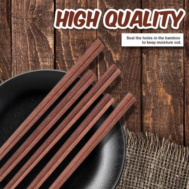 Alt view image 3 of 7 - Wooden Chopsticks Reusable 10 Pairs Chopsticks Gift Set Luxury Wood Chop Sticks Premium Chipsticks for Sushi Rice Noodles Asian Dishes Rownish Red Sandalwood
