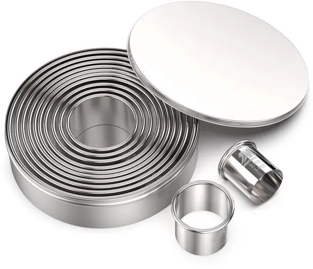Main image of Round Cookie Biscuit Cutter Set 12 Pieces Graduated Circle Pastry Cutters 18/8 Stainless Steel Cookie Cutters1inch - 4 1/2inch Donut Cutter Ring Molds