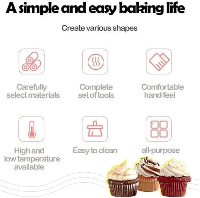 Alt view image 6 of 6 - Icing Piping Tips Set,Stainless Steel Frosting Piping Kit,Pastry Cake Decorating Tips Baking Tools For Cookies Cupcake Decorating Kit (27)