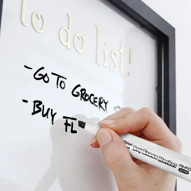 Alt view image 4 of 6 - Black Dry Erase Markers, Chisel Tip Marker, Low Odor, Pack of 12, Large Ink Supply, Use on Whiteboards, Glass and Non-porous Surfaces; Ideal for School, Offices and Homes