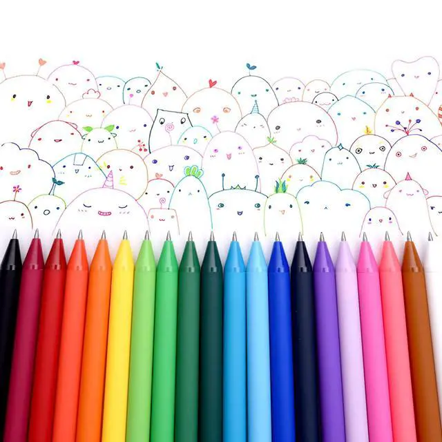 Alt view image 4 of 7 - PURE Colored Gel Pens 0.5mm 20 Pieces Set Colorful Multi-color Ink Fine Point Comfort Grip Quick Drying Pens for Journaling Note Taking