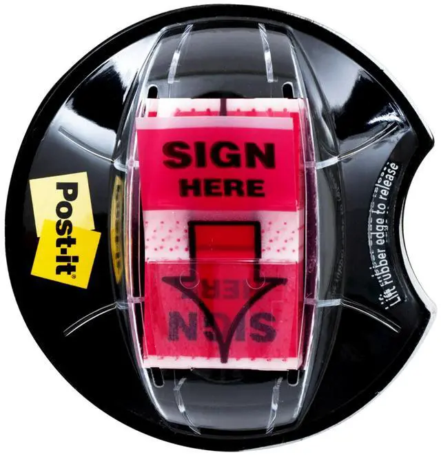 Main image of Message Flags, Sign and Date 1 x 1.7 in, Red, 1 Dispenser