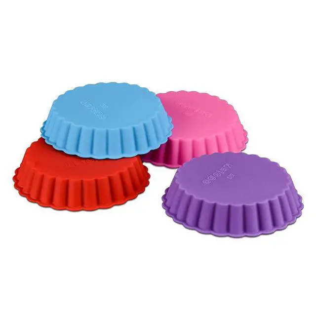 Alt view image 7 of 7 - 8 pcs Silicone Tart and Pie Molds, 4 Inch Fluted Mini Tart Mould Round Nonstick Quiche Pan Bakeware Mold for DIY Baking Pies/Tarts/Mousse Cakes/Small Dessert(Random Color)