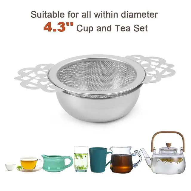 Alt view image 3 of 7 - 2 Pack Tea Strainer Bowl, Stainless Steel Sliver Tea Strainers for Loose Tea Fine Mesh for 2.5-4 Inch Cup Mouth