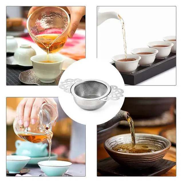 Alt view image 4 of 7 - 2 Pack Tea Strainer Bowl, Stainless Steel Sliver Tea Strainers for Loose Tea Fine Mesh for 2.5-4 Inch Cup Mouth