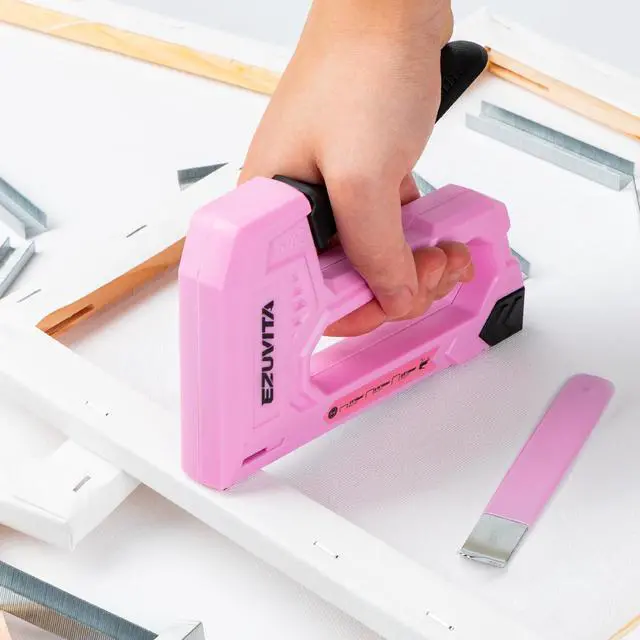 Alt view image 7 of 7 - Light Duty Staple Gun for Wood, Pink Upholstery Staple Gun Kit with 2000pcs JT21 Staples 1/4, 5/16, 3/8 inch and Staple Remover, Stapler Gun for Crafts, DIY, Classroom, Fathers Day Gift