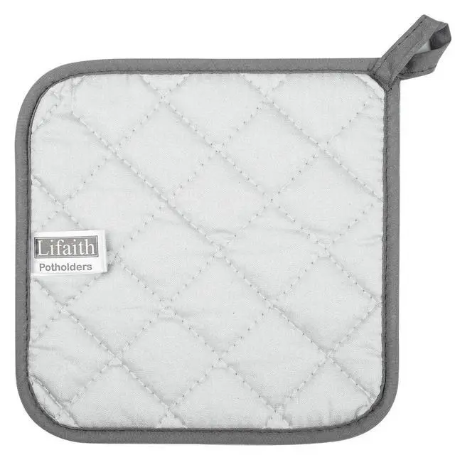 Alt view image 4 of 7 - Pot Holders for Kitchen, 100% Cotton Terry Pot Holder Set of 5, Heat Resistant Hot Pads for Cooking, Baking, Hot Dishes and Countertop Protection,Grey
