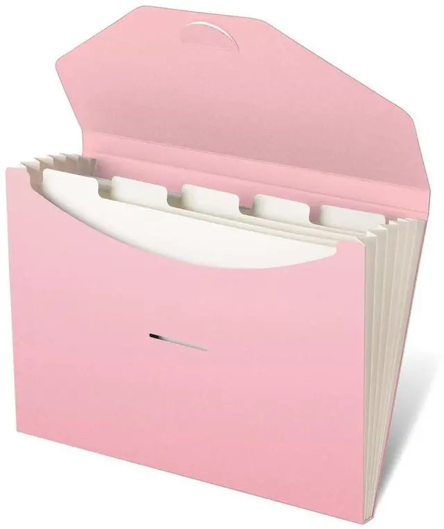 Main image of Expanding File Folder Accordion Folders ECO Friendly 6 Pocket Organizer Pink