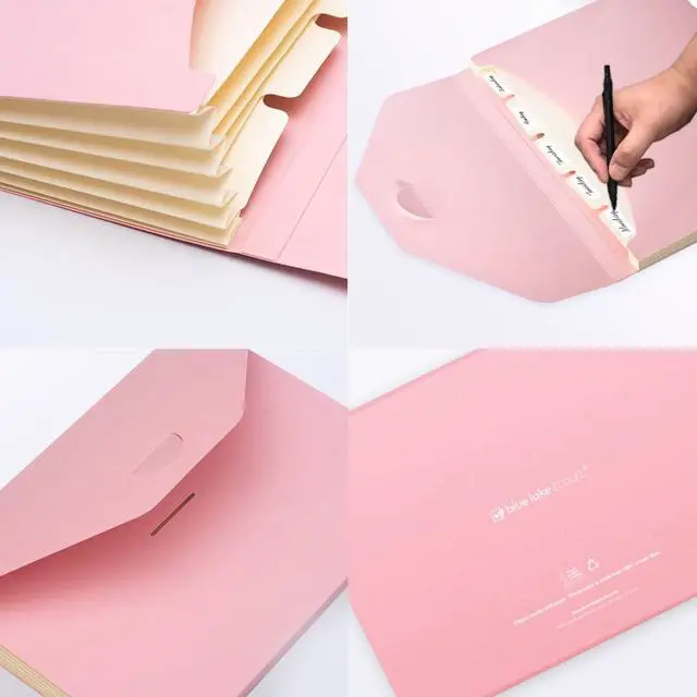 Alt view image 5 of 6 - Expanding File Folder Accordion Folders ECO Friendly 6 Pocket Organizer Pink