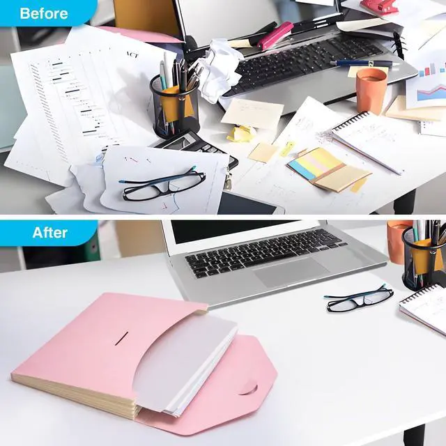 Alt view image 6 of 6 - Expanding File Folder Accordion Folders ECO Friendly 6 Pocket Organizer Pink