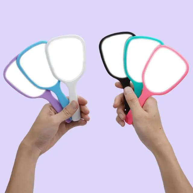 Alt view image 3 of 6 - Small Handheld Mirror with Handle Bulk Princess Mirror with Gem Rhinestone Stickers Mini Travel Makeup Mirror for Kids DIY Crafts Girls Party Favors (6, Bright Color)