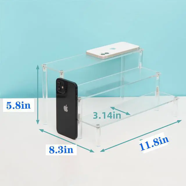 Alt view image 2 of 7 - 3 Steps Clear Acrylic Display Riser Cupcake Stand Display for Decoration and Organizer