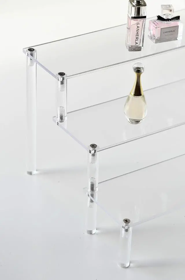 Alt view image 5 of 7 - 3 Steps Clear Acrylic Display Riser Cupcake Stand Display for Decoration and Organizer
