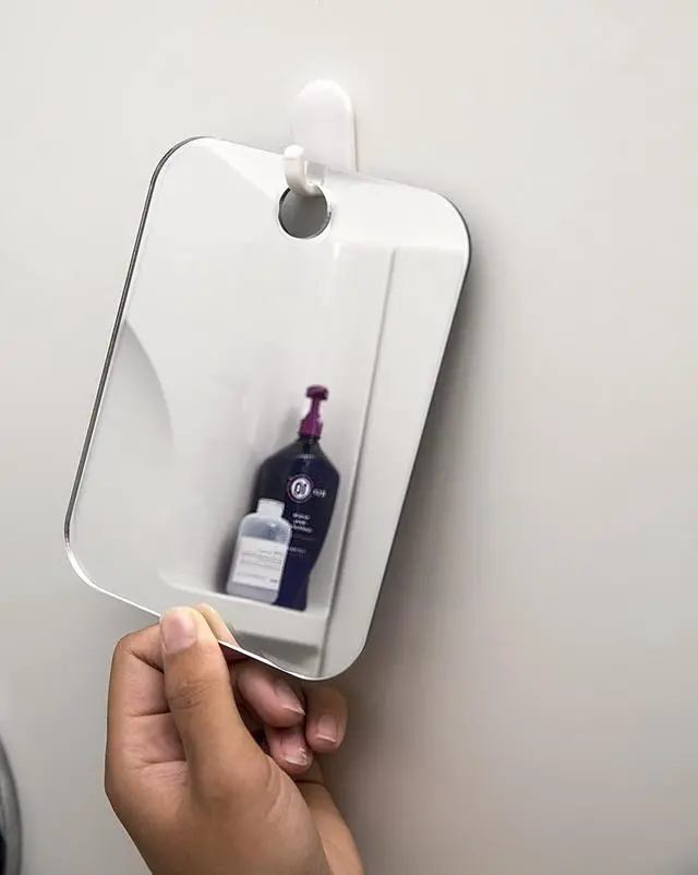 Alt view image 6 of 7 - Fogless Hanging Bathroom Shower Mirror with Handheld Option for Men and Women | Includes Long-Lasting Removable Adhesive Hook for Wall