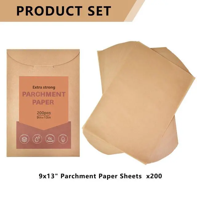 Alt view image 2 of 7 - 200 Pcs Parchment Paper Sheets - 9x13 Inches Precut Non-Stick Cooking Paper, Disposable Liner for Baking, Air Fryer, Grilling, Frying, Steaming, Fits Standard Quarter Sheet Pan