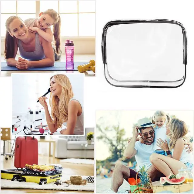 Alt view image 5 of 6 - 2Pcs Crystal Clear PVC Travel Toiletry Bag Kit for Women Men, Waterproof Vinyl Packing Organizer Storage Bags with Zipper Handle Straps, Cosmetic Pouch Carry on Airport Airline Compliant Bag Handbag
