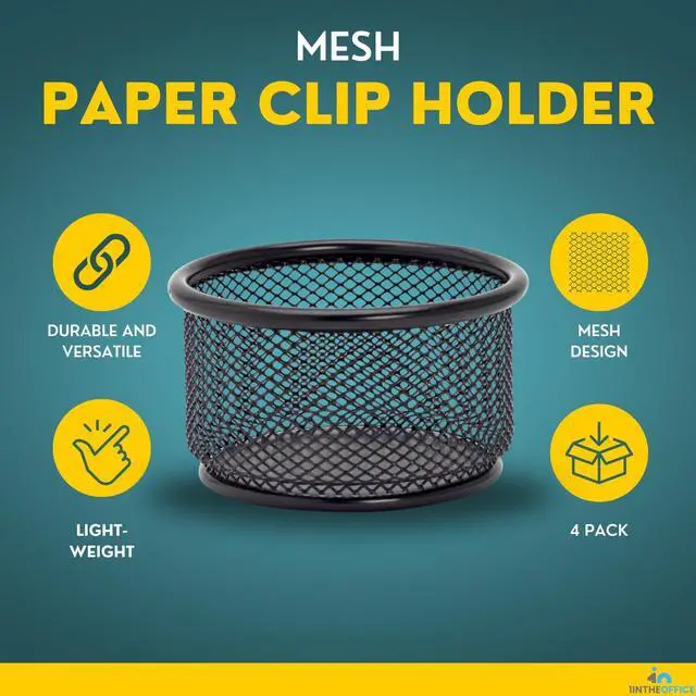 Alt view image 2 of 7 - Mesh Paper Clip Holder for Desk, Paperclip Holder, Black, 4 Pack