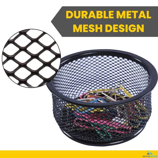 Alt view image 4 of 7 - Mesh Paper Clip Holder for Desk, Paperclip Holder, Black, 4 Pack
