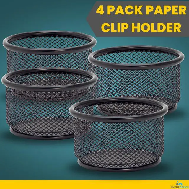 Alt view image 6 of 7 - Mesh Paper Clip Holder for Desk, Paperclip Holder, Black, 4 Pack