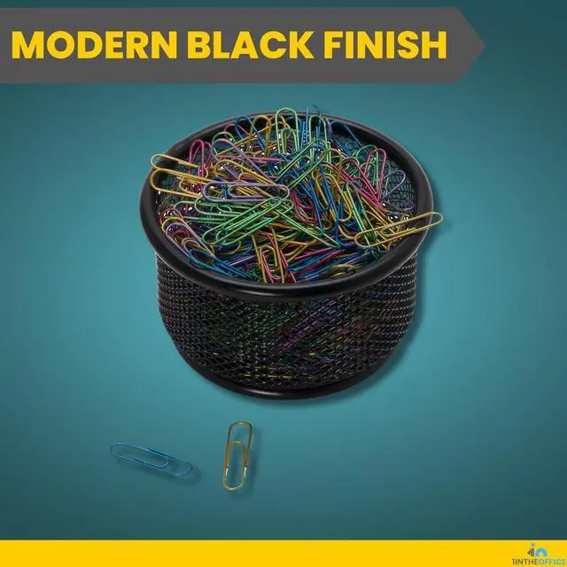 Alt view image 5 of 7 - Mesh Paper Clip Holder for Desk, Paperclip Holder, Black, 4 Pack