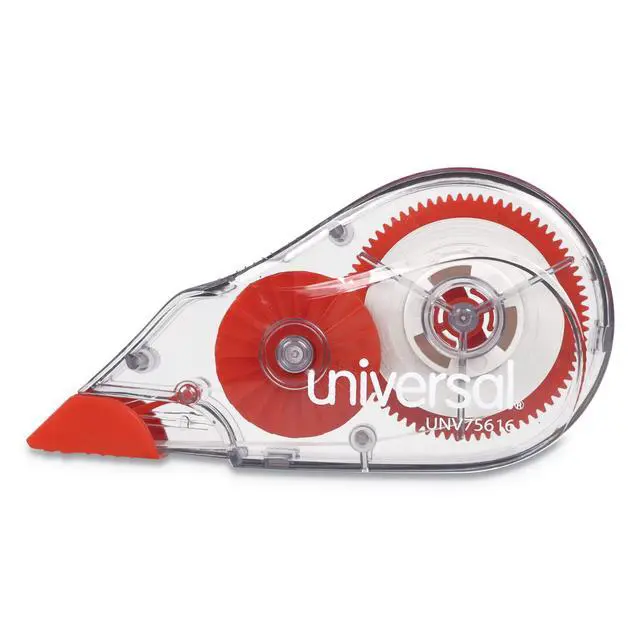 Alt view image 2 of 7 - UNV75616 0.2 in. x 315 in. Non-Refillable Correction Tape Dispenser - Transparent/Red (10/Pack)
