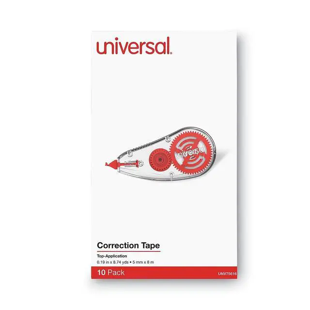 Alt view image 5 of 7 - UNV75616 0.2 in. x 315 in. Non-Refillable Correction Tape Dispenser - Transparent/Red (10/Pack)