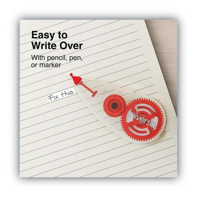 Alt view image 4 of 7 - UNV75616 0.2 in. x 315 in. Non-Refillable Correction Tape Dispenser - Transparent/Red (10/Pack)