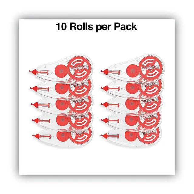 Alt view image 6 of 7 - UNV75616 0.2 in. x 315 in. Non-Refillable Correction Tape Dispenser - Transparent/Red (10/Pack)
