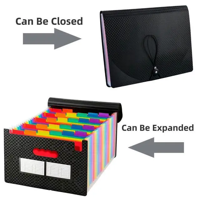Alt view image 2 of 7 - 25-Pocket Accordion File Organizer, Monthly Bill Receipt Tax Organizer,High Capacity Expanding File Folder, Letter/A4 Size Essentials for School, Home, and Office-Black