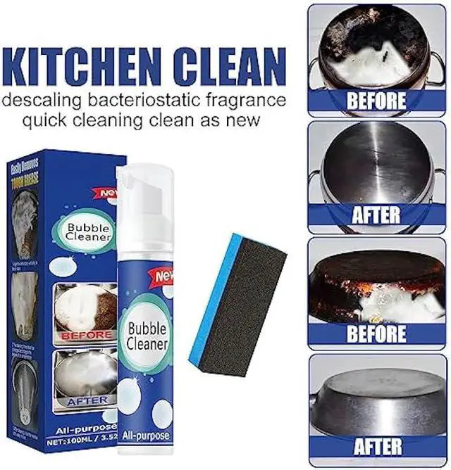 Alt view image 2 of 7 - 2PCS Bubble Cleaner, Foaming Heavy Oil Stain Cleaner, Stubborn Grease & Grime wipe Spray, All Purpose Cleaning for Kitchen and Other Stains (100ML*2)