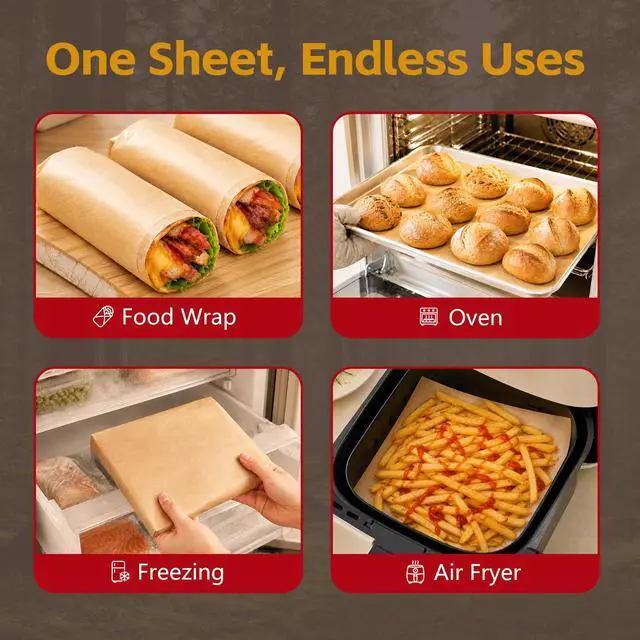 Alt view image 6 of 7 - 100 Pcs 12x16 Inches Unbleached Parchment Paper Sheets for Baking, Half Sheet Precut Parchment Paper, Cooking, Grilling, Air Fryer and Steaming, Fit for Half Sheet Pans