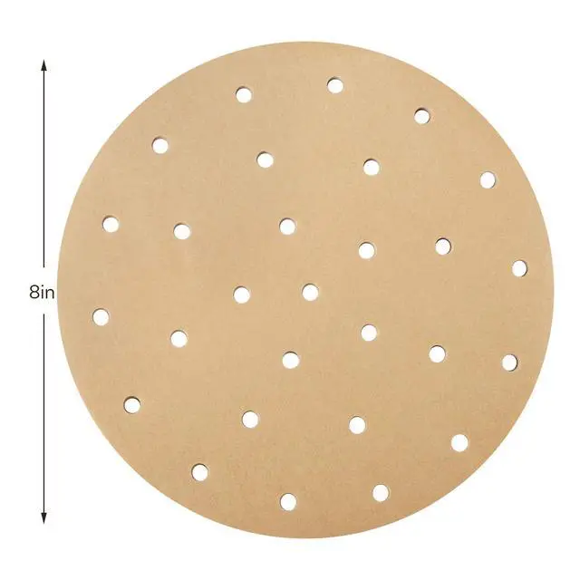 Alt view image 2 of 7 - Air Fryer Parchment Paper 8 Inch, 200pcs Unbleached Fryer Disposable Paper Liners Round Air Fryer Filter Paper Perforated Parchment Paper Bamboo Steamer Papers for Air Fryer and Steaming Basket