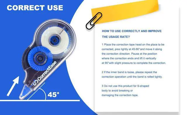 Alt view image 7 of 7 - Correction Tape, Easy To Use, Stable grip, High covering power for Instant Corrections. Correct Wrong Writing At Any Time, For school, Office (14-pack, 8M, 8.5X4 cm Blue)