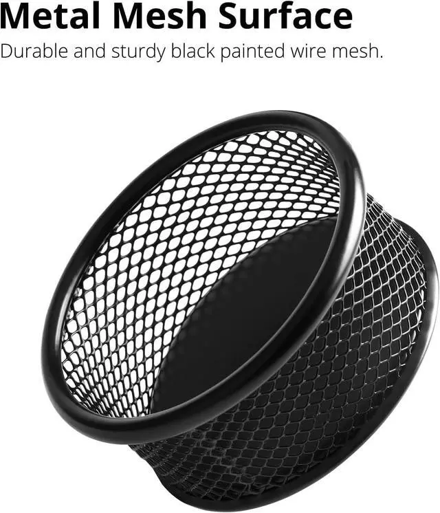 Alt view image 4 of 7 - Paper Clip Holder, Paperclip Holders for Desk, Mesh Paper Clip Holder for Desk Binder Wire Mesh Bowls, Paper Clip Dispenser Organizer for Holding Small Parts Office Accessories Black 4 Pack