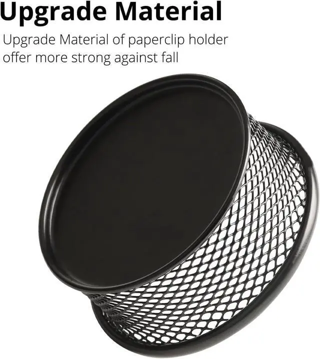 Alt view image 5 of 7 - Paper Clip Holder, Paperclip Holders for Desk, Mesh Paper Clip Holder for Desk Binder Wire Mesh Bowls, Paper Clip Dispenser Organizer for Holding Small Parts Office Accessories Black 4 Pack