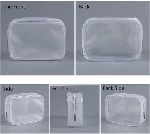 Alt view image 6 of 6 - 5 Pack Clear Plastic Zippered Toiletry Carry Pouch White Small/Large
